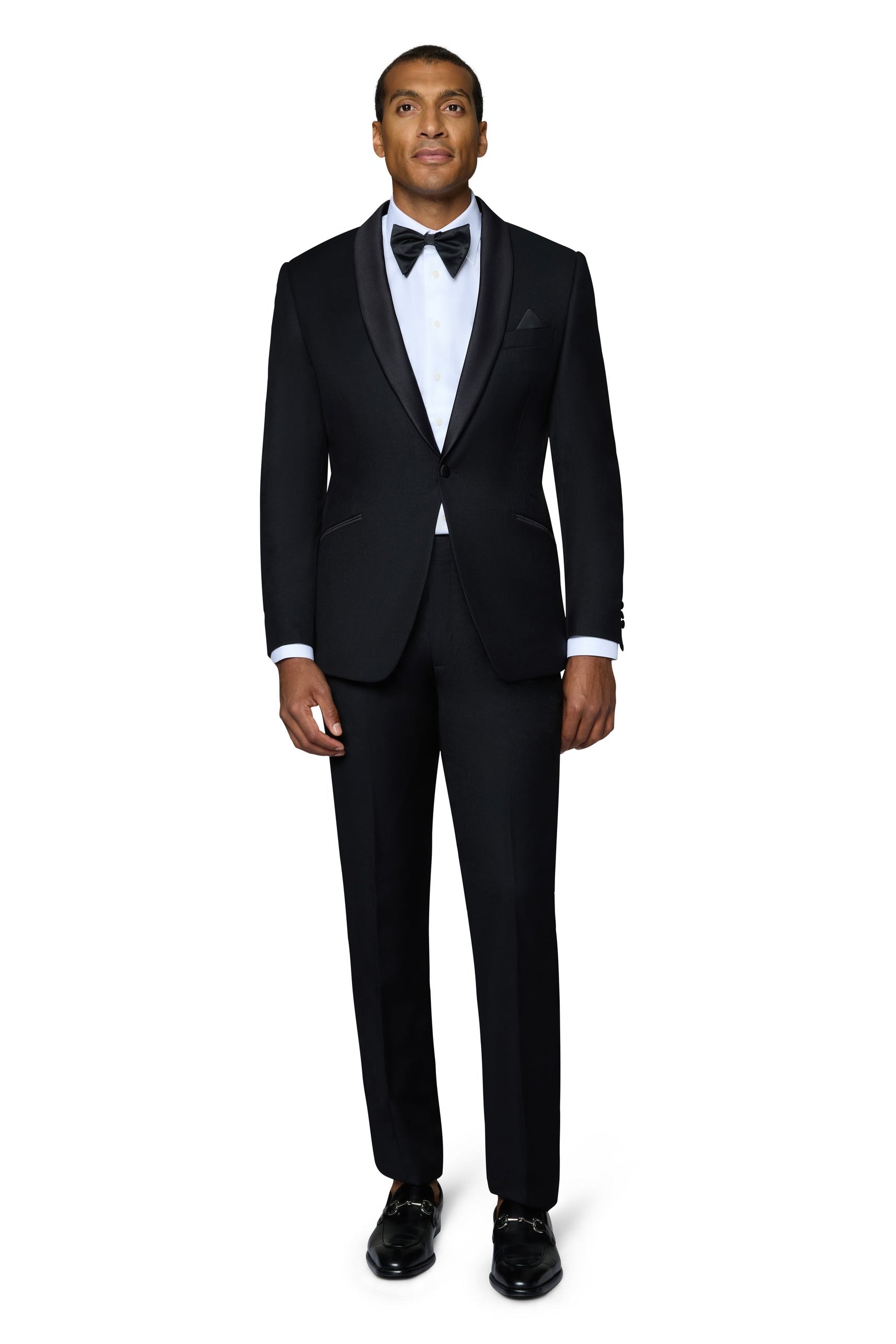 Bergamo Orange Solid Black Shawl Tuxedo Modern Fit