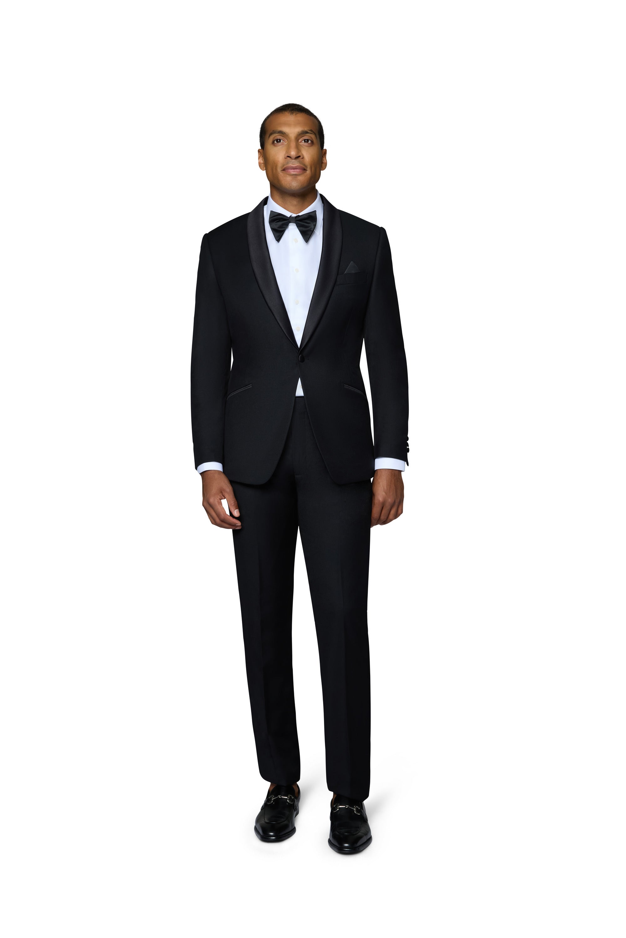 Berragamo Solid Black Shawl Tuxedo Modern Fit