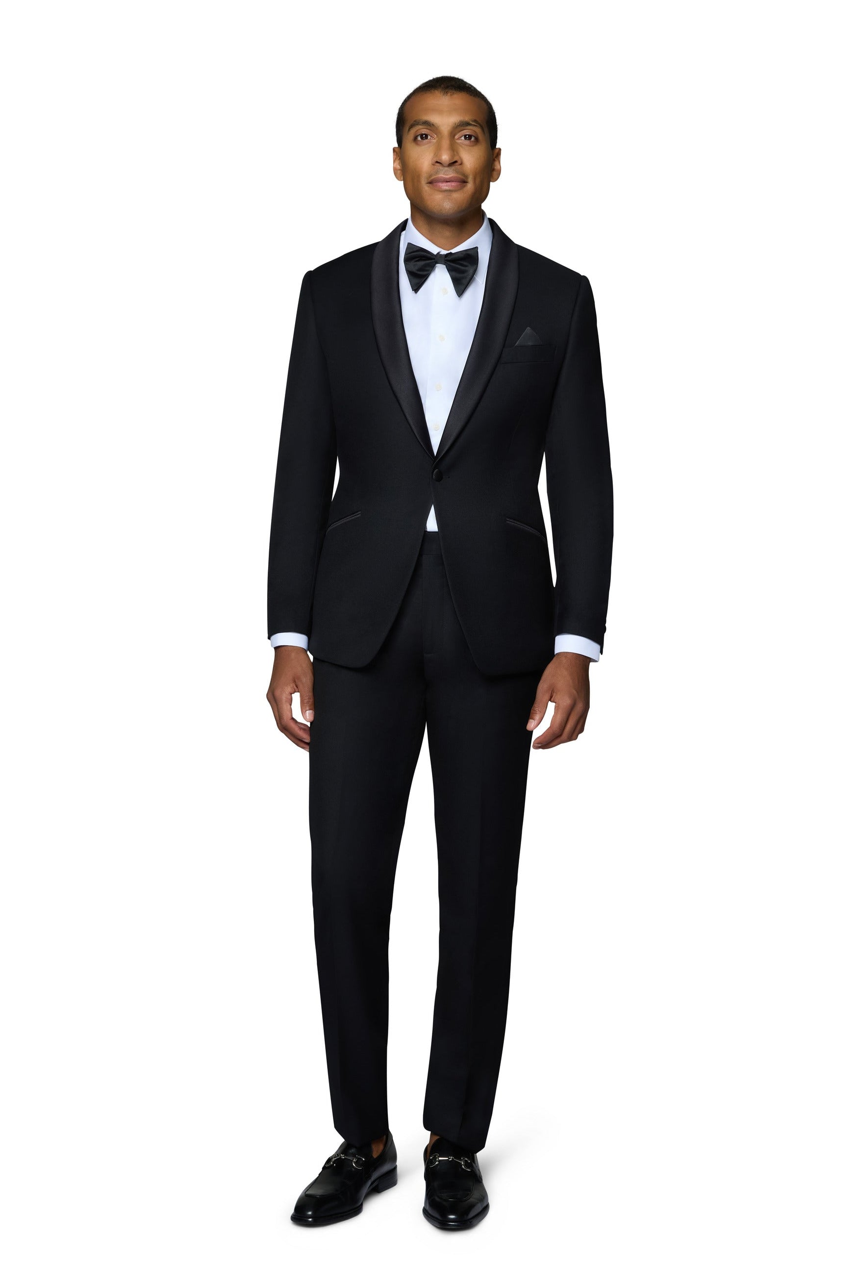 Bergamo Orange Solid Black Shawl Tuxedo Modern Fit