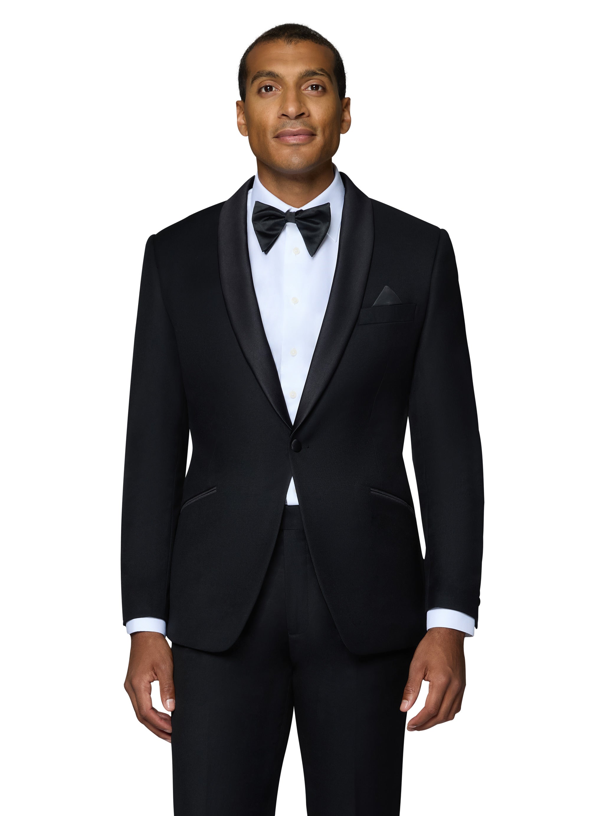 Berragamo Solid Black Shawl Tuxedo Modern Fit