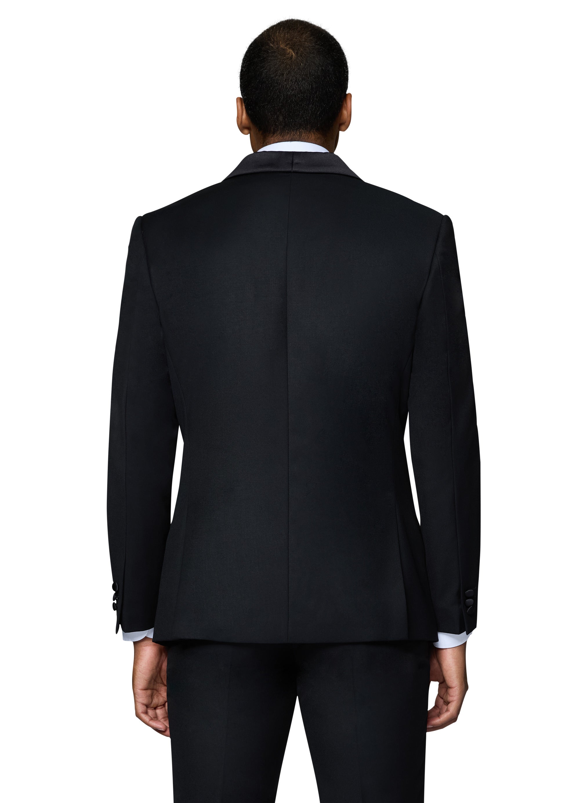 Berragamo Solid Black Shawl Tuxedo Slim Fit