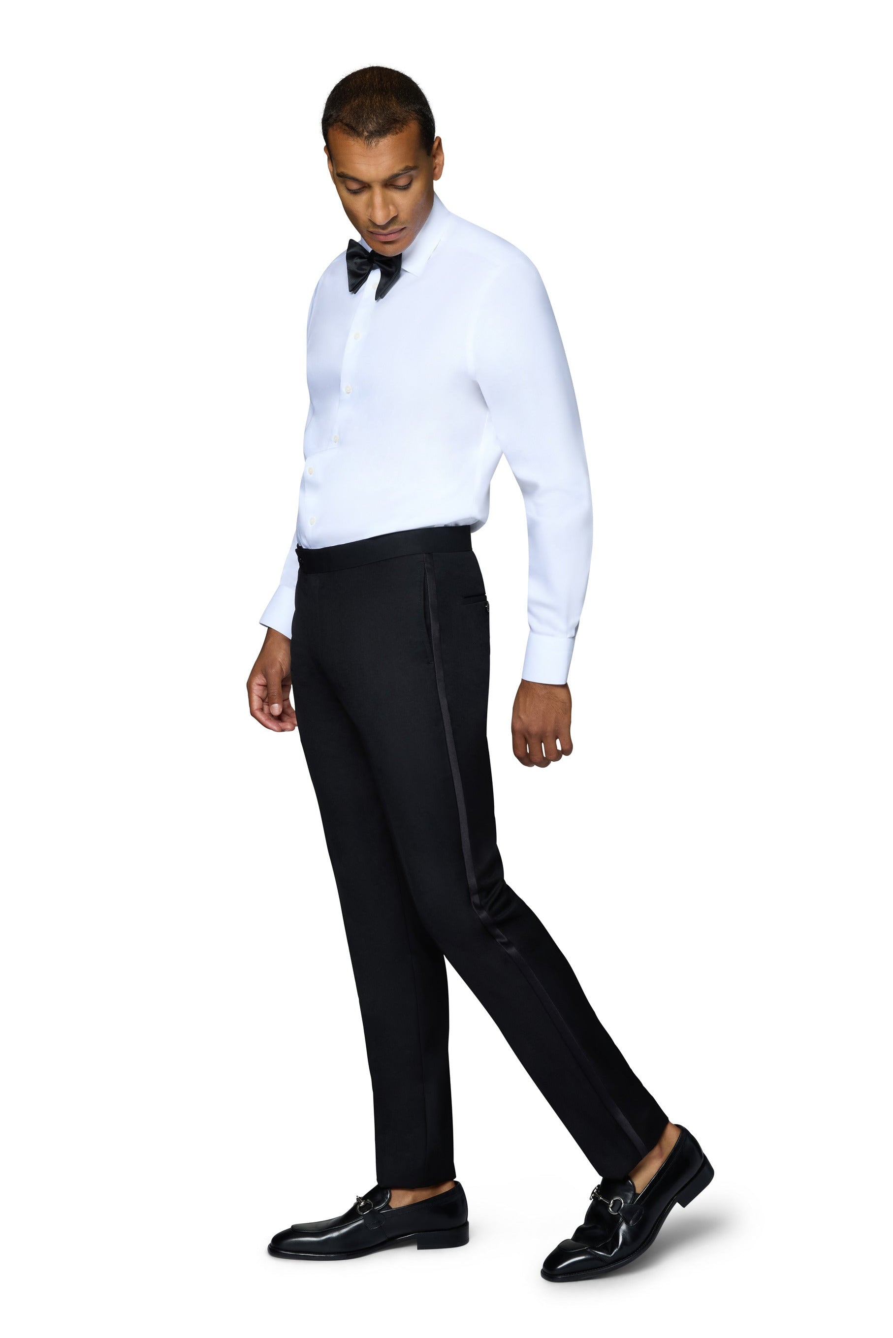 Bergamo Orange Solid Black Shawl Tuxedo Slim Fit