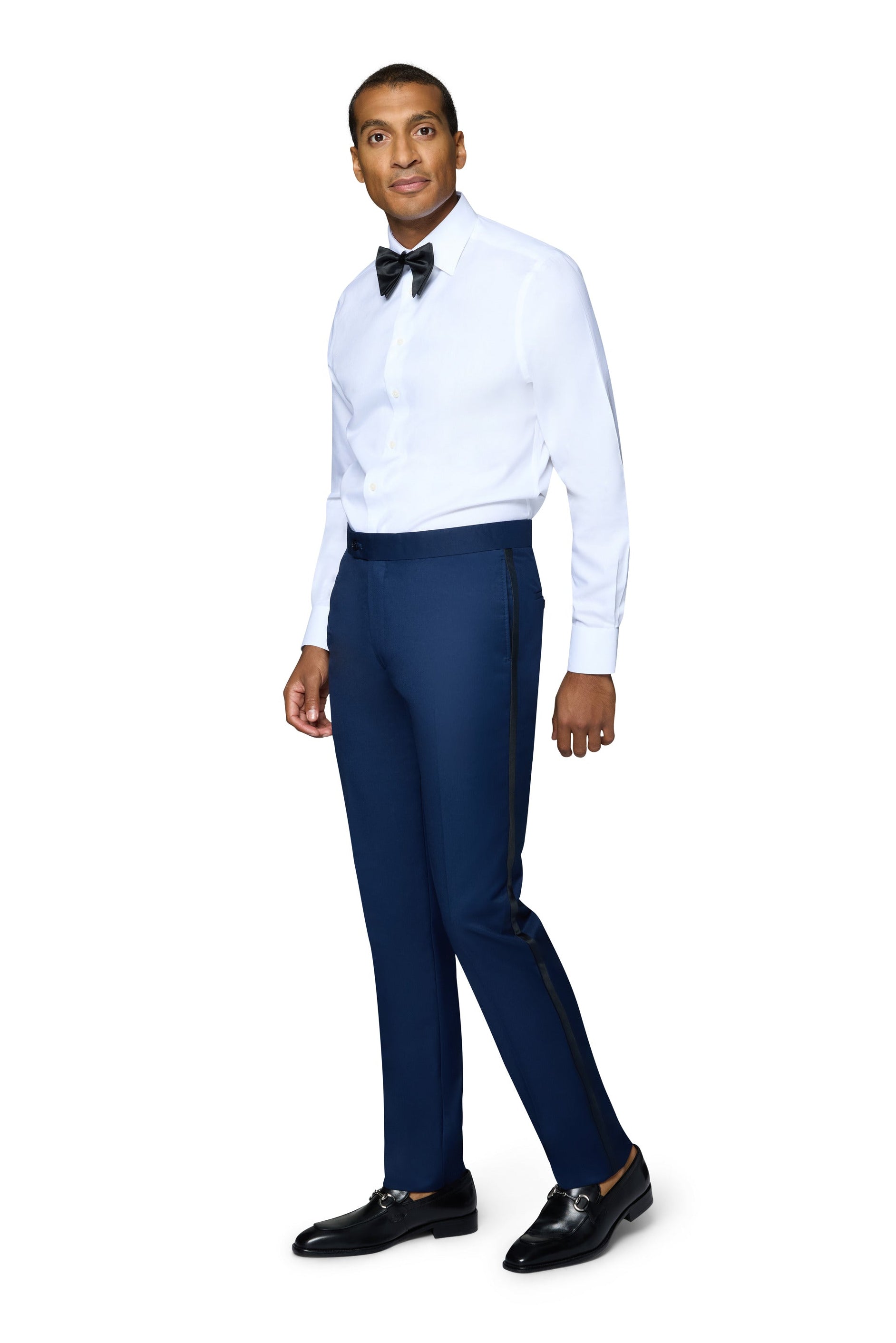 Bergamo Orange Solid New Blue Shawl Tuxedo Slim Fit